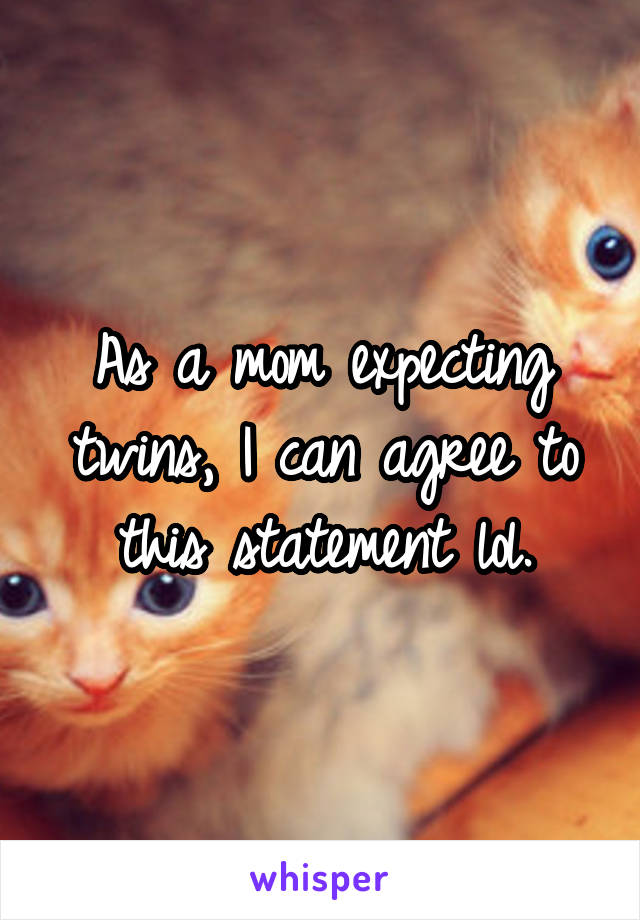 As a mom expecting twins, I can agree to this statement lol.