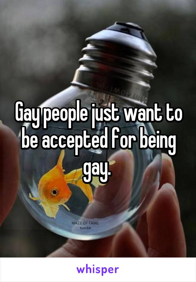 Gay people just want to be accepted for being gay. 