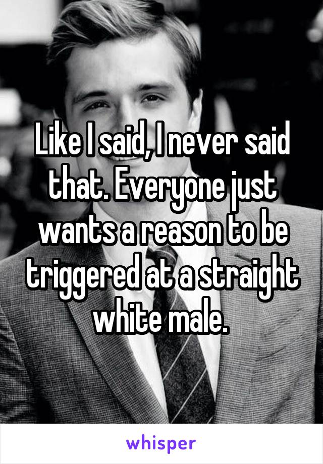 Like I said, I never said that. Everyone just wants a reason to be triggered at a straight white male. 