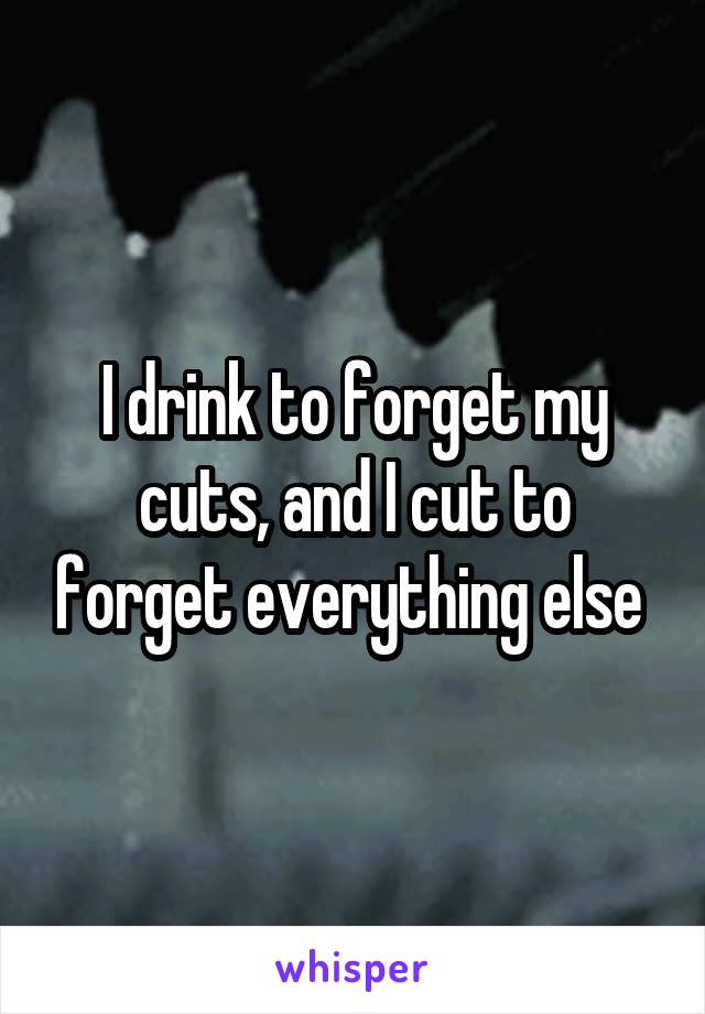 I drink to forget my cuts, and I cut to forget everything else 