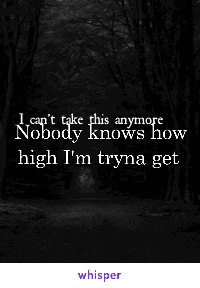 Nobody knows how high I'm tryna get 