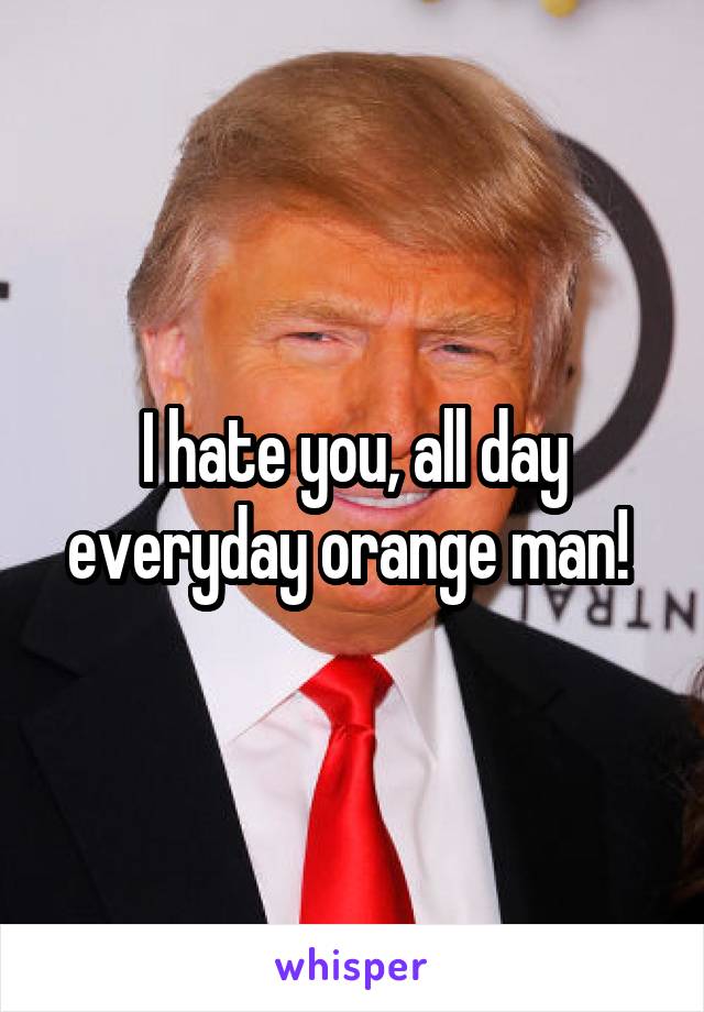 I hate you, all day everyday orange man! 