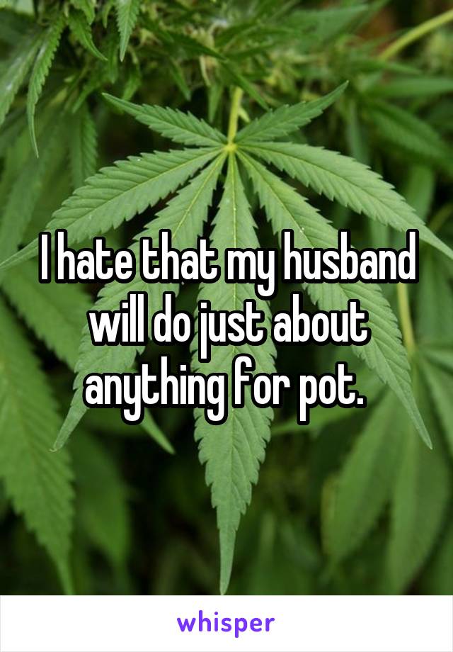 I hate that my husband will do just about anything for pot. 