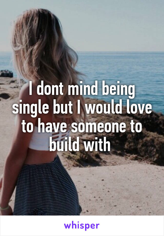 I dont mind being single but I would love to have someone to build with 