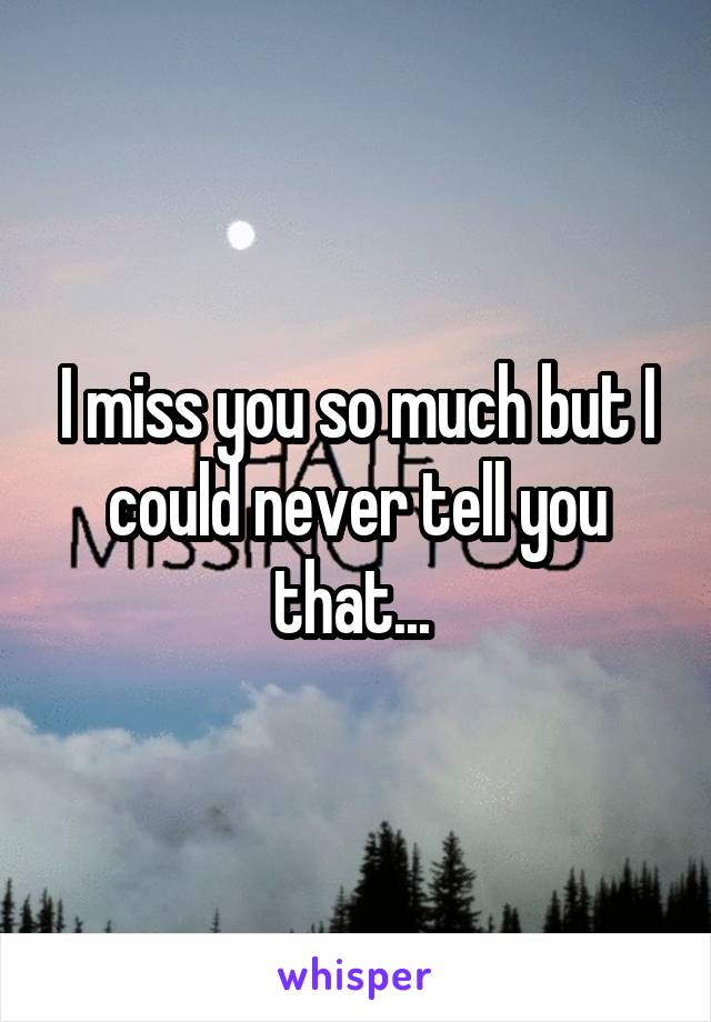 I miss you so much but I could never tell you that... 