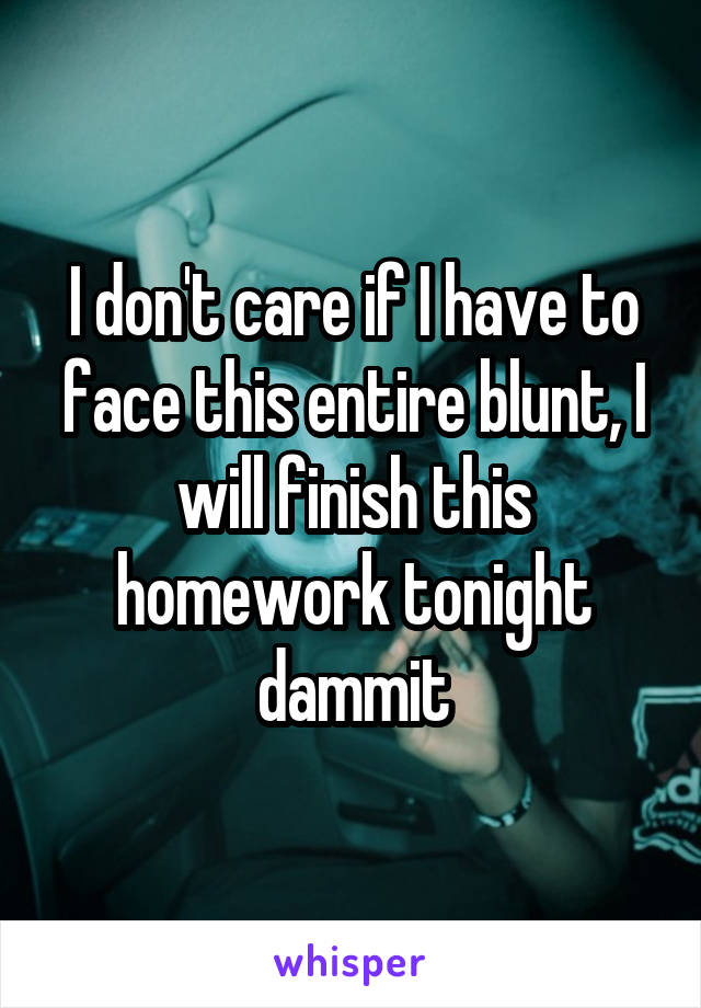 I don't care if I have to face this entire blunt, I will finish this homework tonight dammit