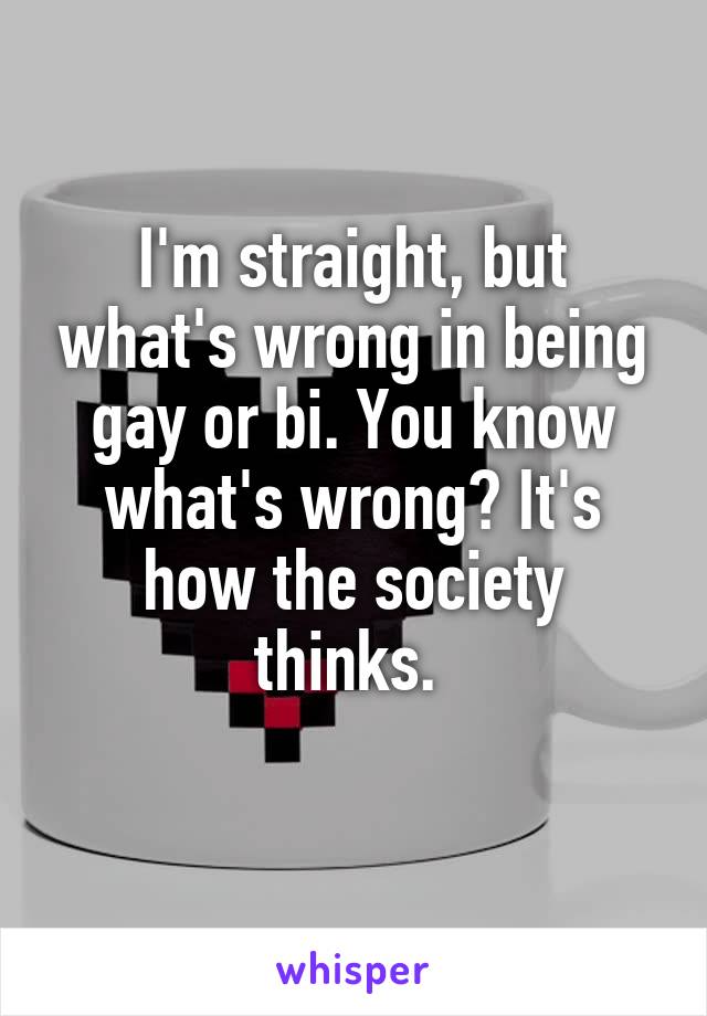 I'm straight, but what's wrong in being gay or bi. You know what's wrong? It's how the society thinks. 
