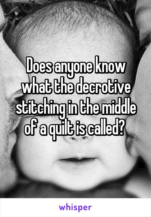 Does anyone know what the decrotive stitching in the middle of a quilt is called? 
