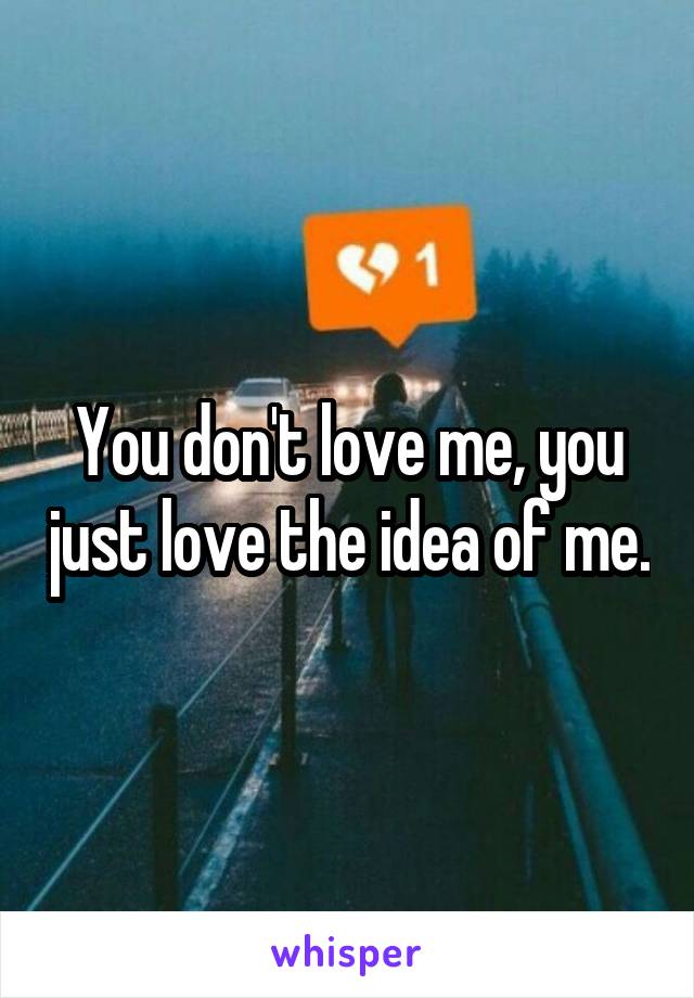 You don't love me, you just love the idea of me.