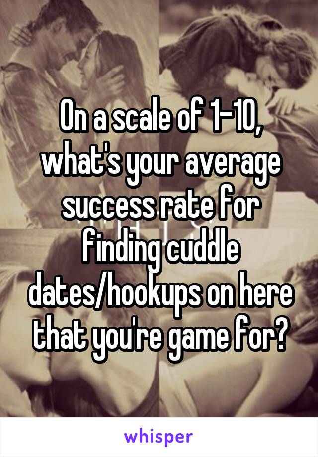 On a scale of 1-10, what's your average success rate for finding cuddle dates/hookups on here that you're game for?
