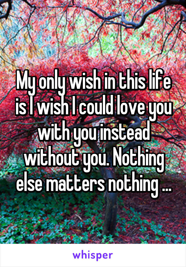 My only wish in this life is I wish I could love you with you instead without you. Nothing else matters nothing ...