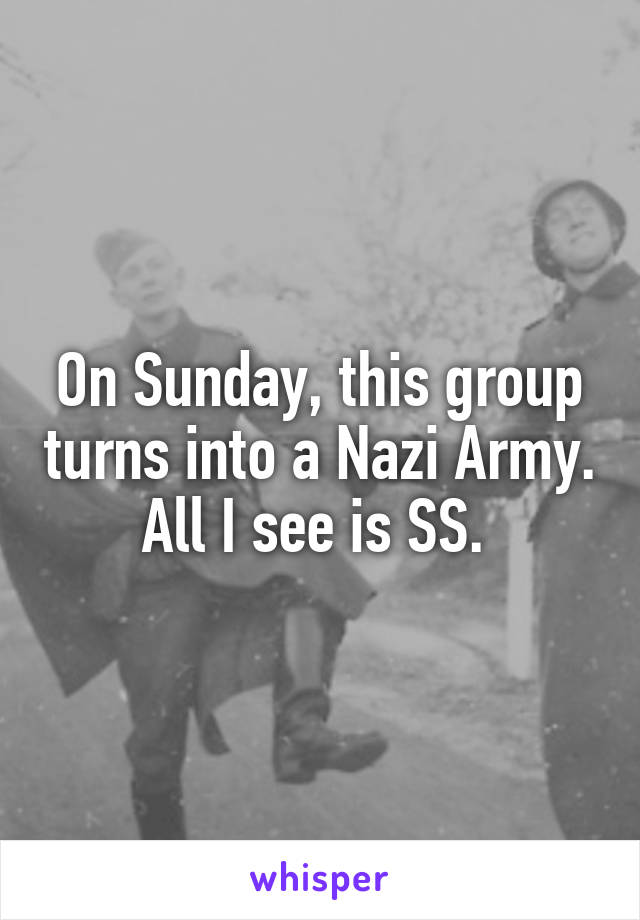 On Sunday, this group turns into a Nazi Army. All I see is SS. 