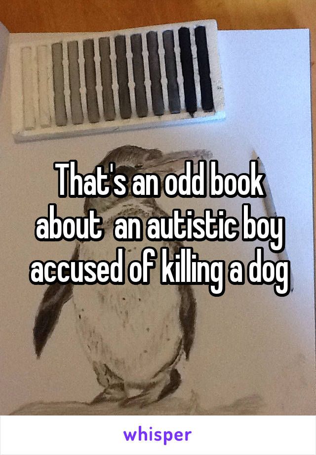 That's an odd book about  an autistic boy accused of killing a dog
