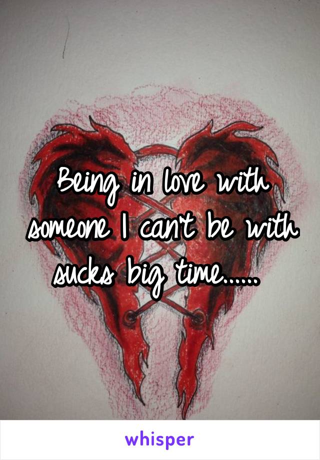 Being in love with someone I can't be with sucks big time...... 