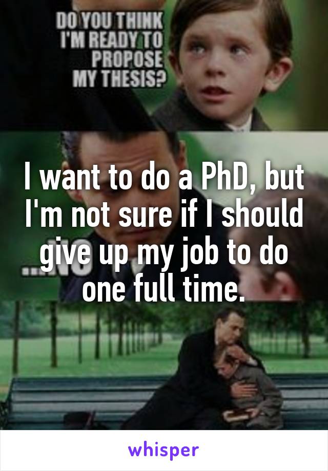 I want to do a PhD, but I'm not sure if I should give up my job to do one full time.