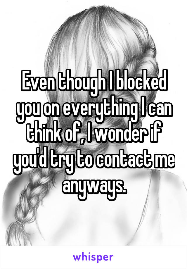 Even though I blocked you on everything I can think of, I wonder if you'd try to contact me anyways.