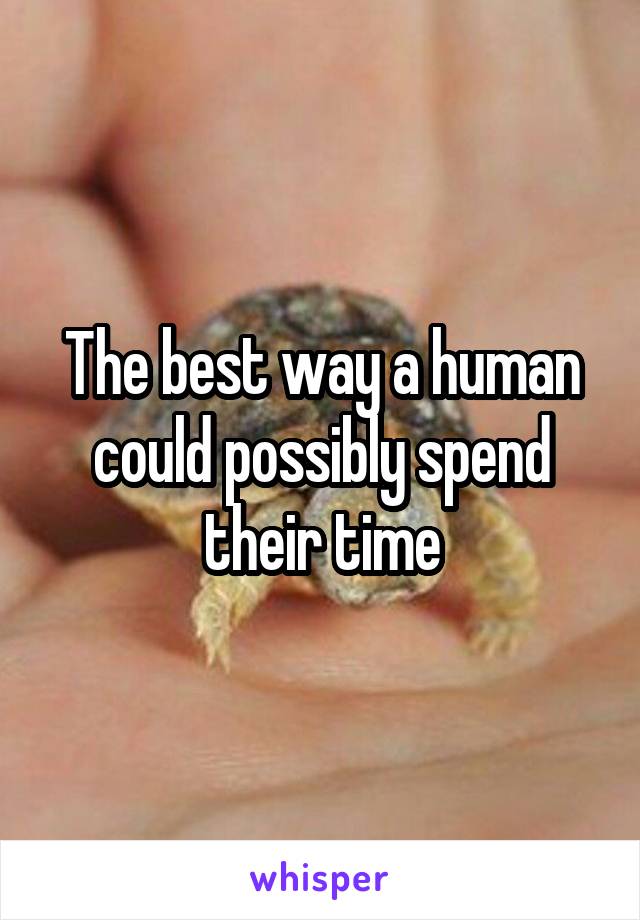 The best way a human could possibly spend their time