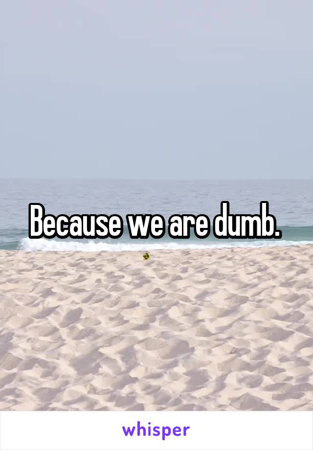 Because we are dumb. 