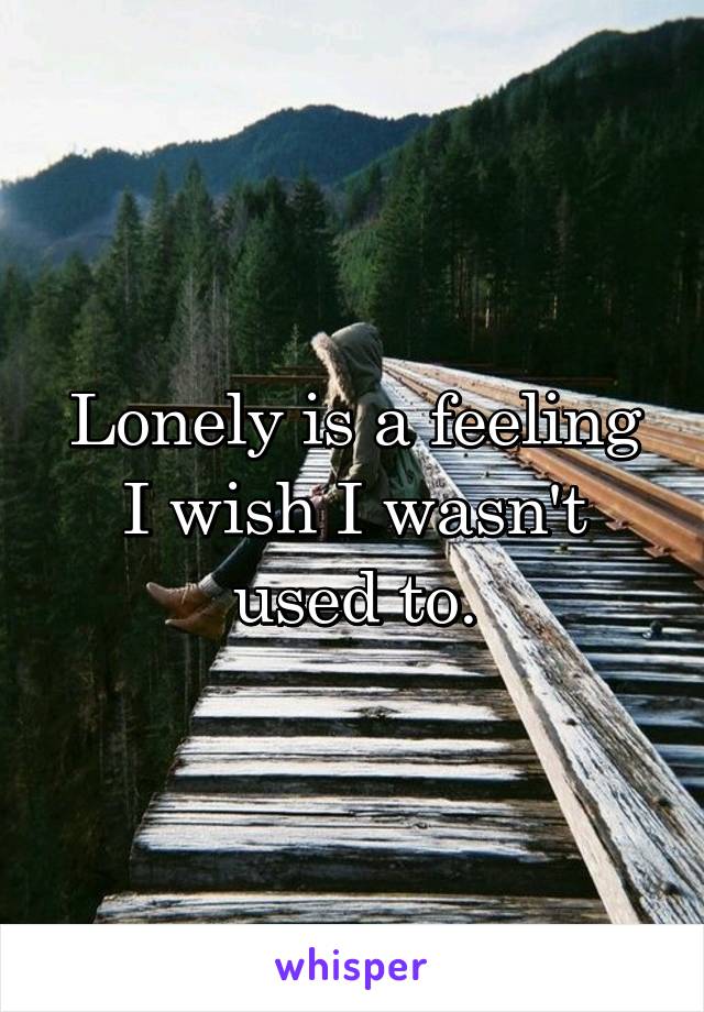 Lonely is a feeling I wish I wasn't used to.