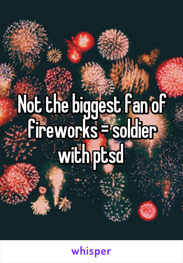 Not the biggest fan of fireworks = soldier with ptsd 