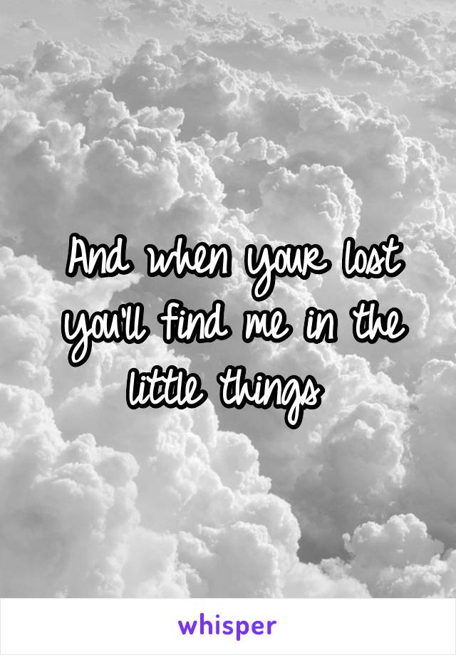 And when your lost you'll find me in the little things 