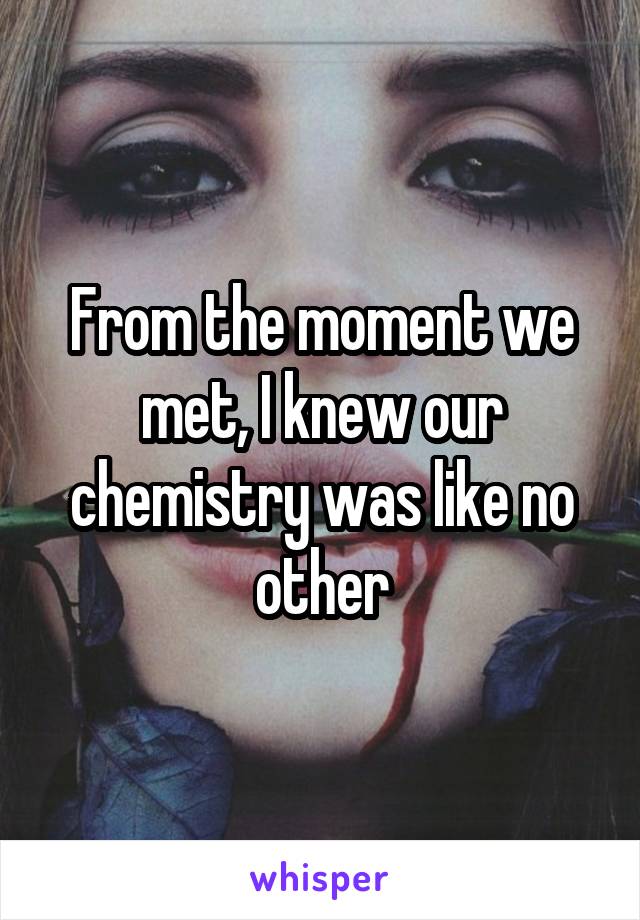 From the moment we met, I knew our chemistry was like no other