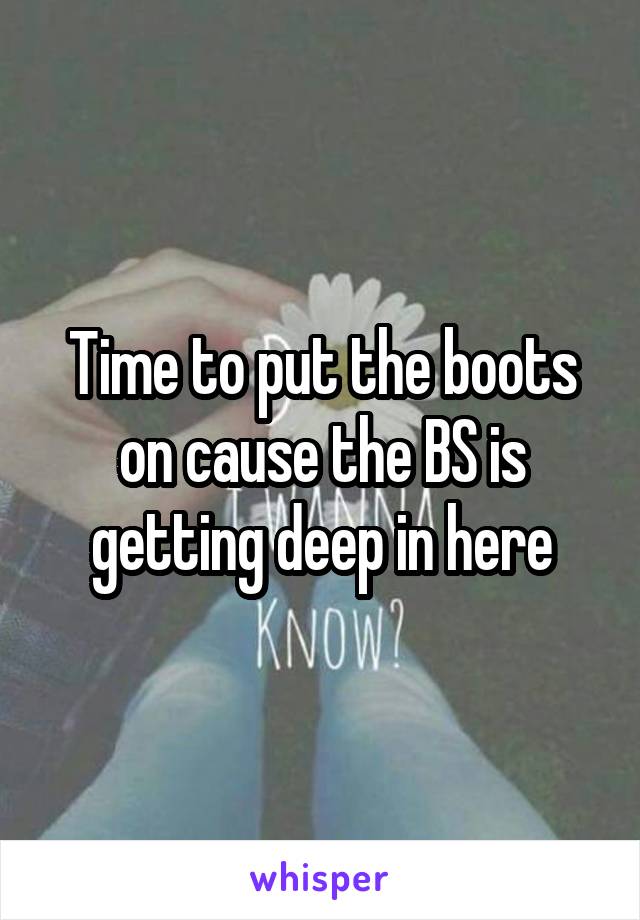 Time to put the boots on cause the BS is getting deep in here
