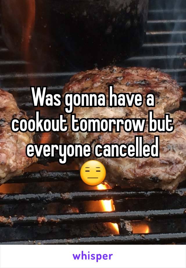 Was gonna have a cookout tomorrow but everyone cancelled 😑