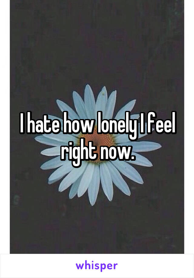 I hate how lonely I feel right now.