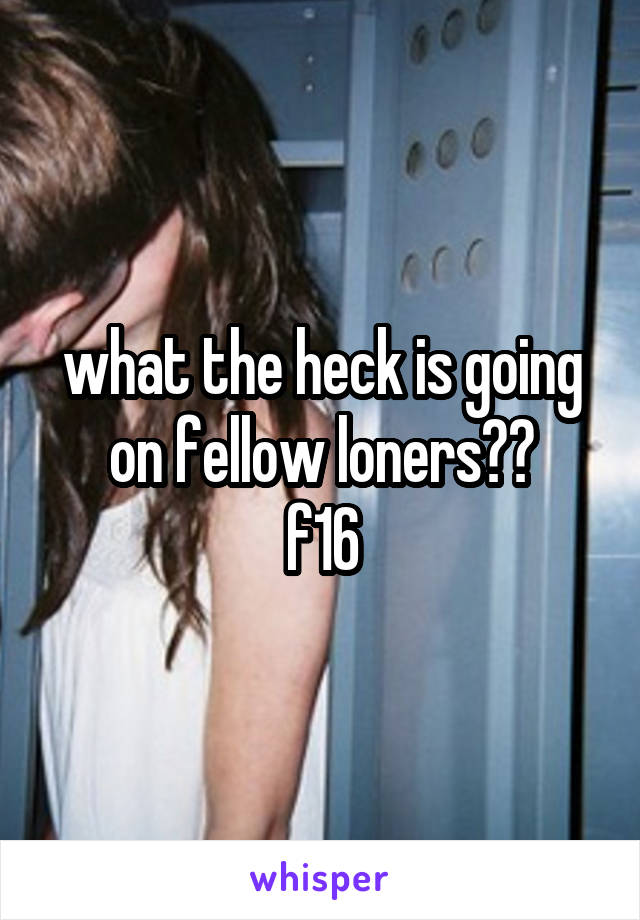 what the heck is going on fellow loners??
f16
