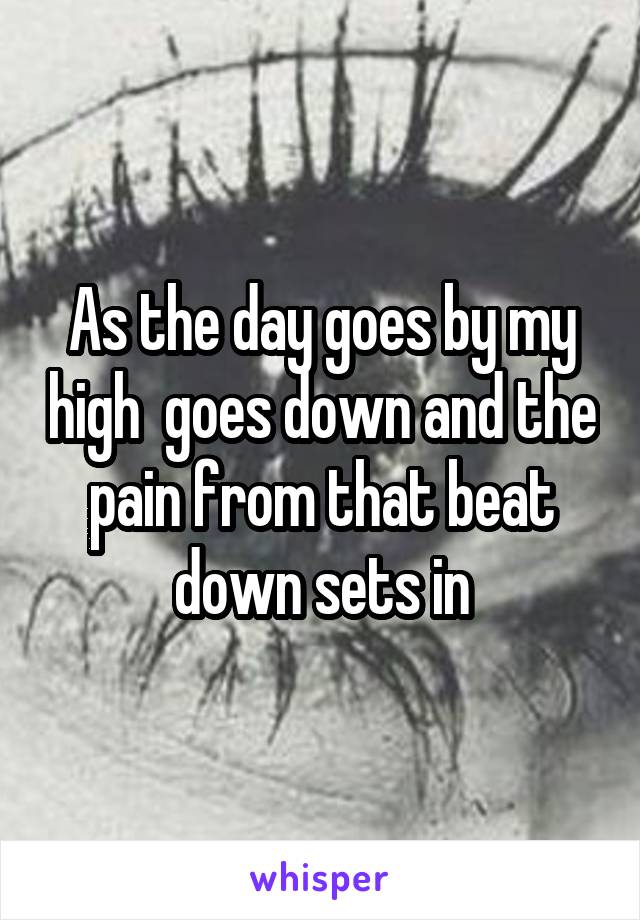 As the day goes by my high  goes down and the pain from that beat down sets in