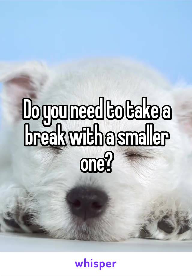 Do you need to take a break with a smaller one?
