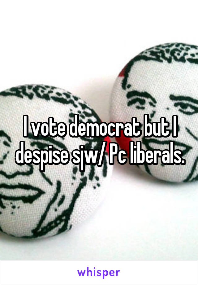 I vote democrat but I despise sjw/ Pc liberals.