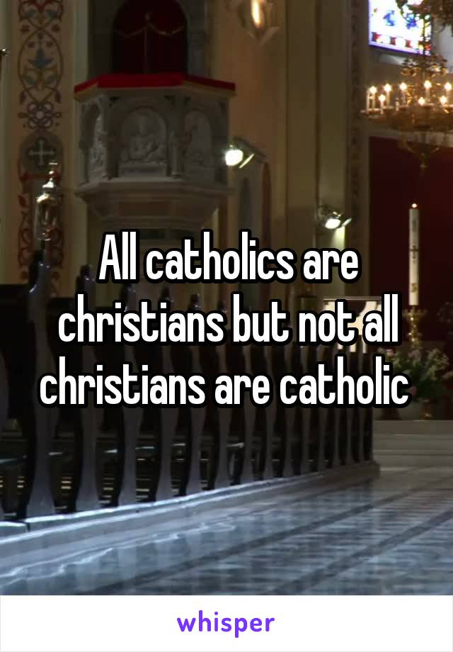All catholics are christians but not all christians are catholic 
