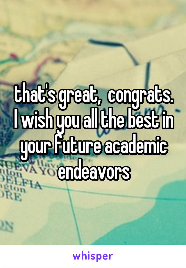  that's great,  congrats. I wish you all the best in your future academic endeavors