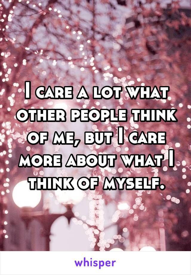 I care a lot what other people think of me, but I care more about what I think of myself.