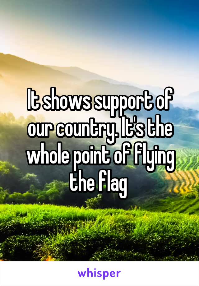 It shows support of our country. It's the whole point of flying the flag 