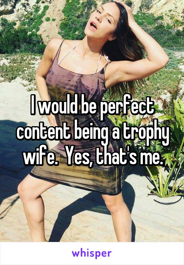 I would be perfect content being a trophy wife.  Yes, that's me.
