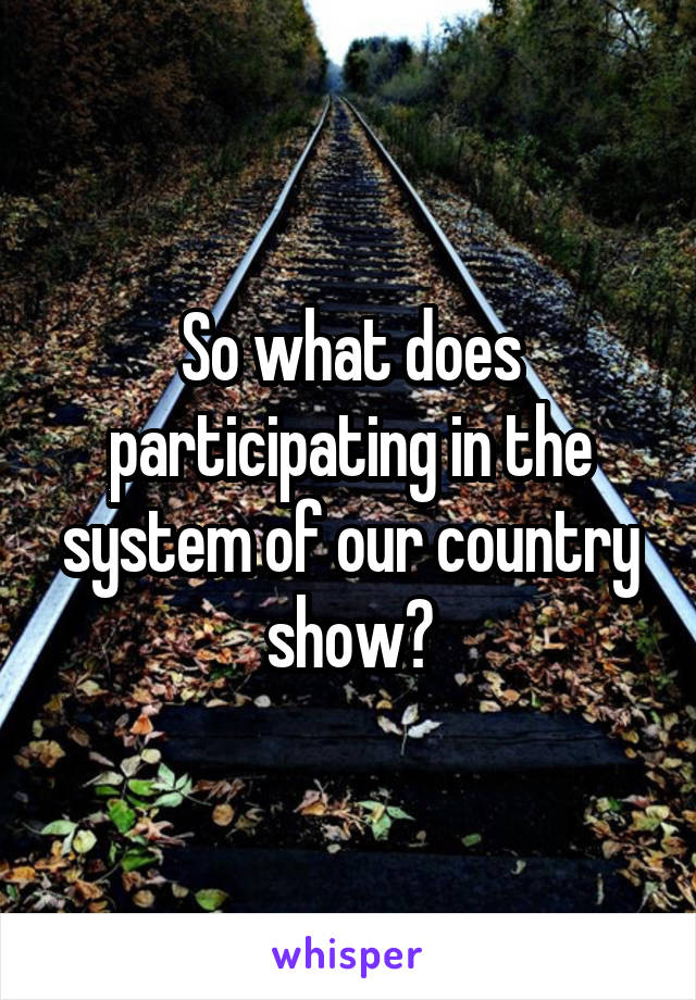 So what does participating in the system of our country show?
