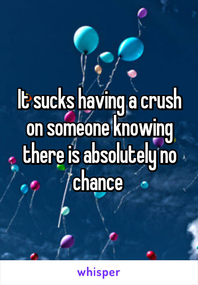It sucks having a crush on someone knowing there is absolutely no chance 