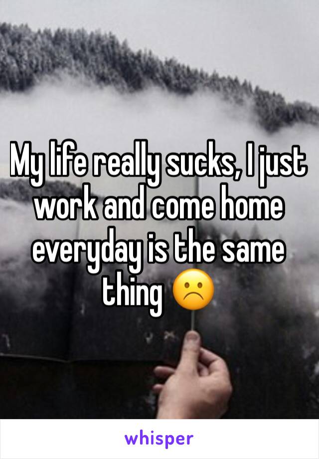 My life really sucks, I just work and come home everyday is the same thing ☹️