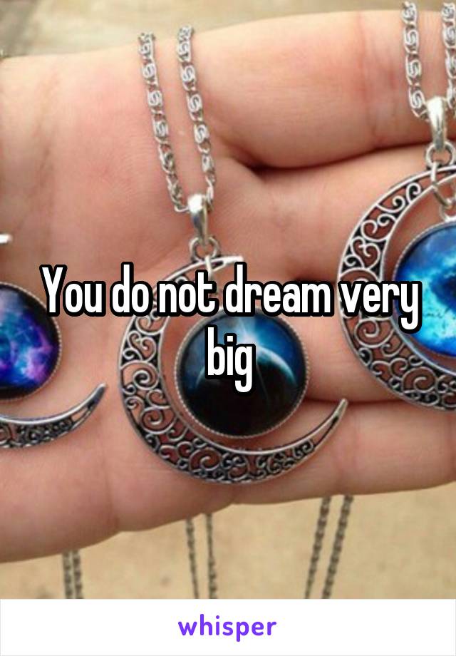 You do not dream very big