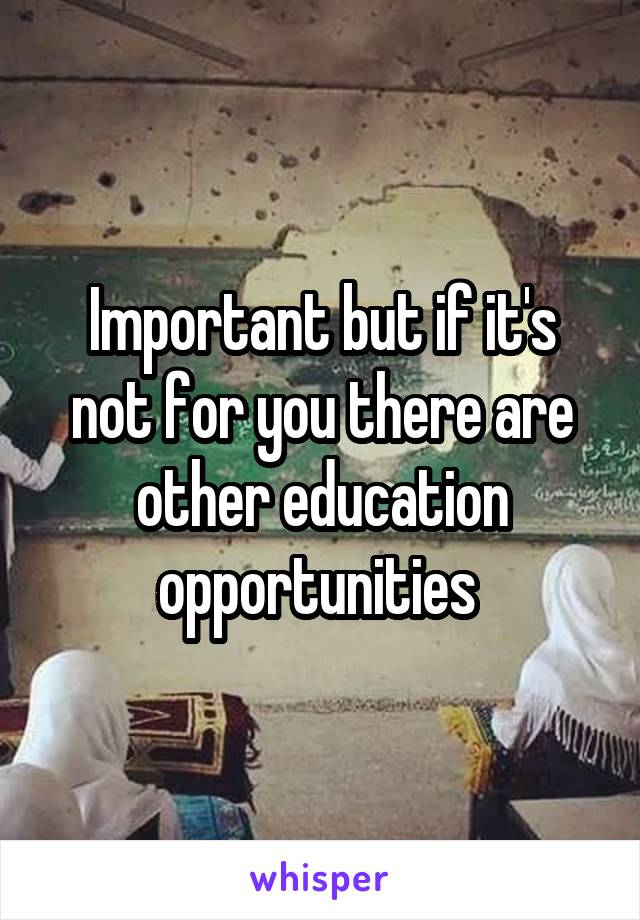 Important but if it's not for you there are other education opportunities 