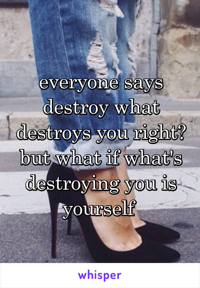 everyone says destroy what destroys you right? but what if what's destroying you is yourself 