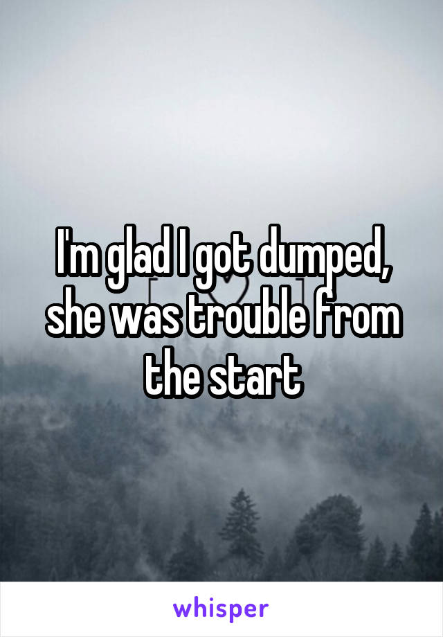 I'm glad I got dumped, she was trouble from the start