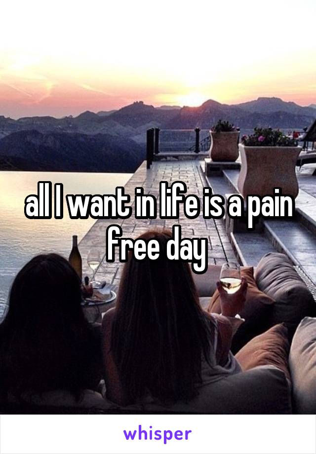 all I want in life is a pain free day 