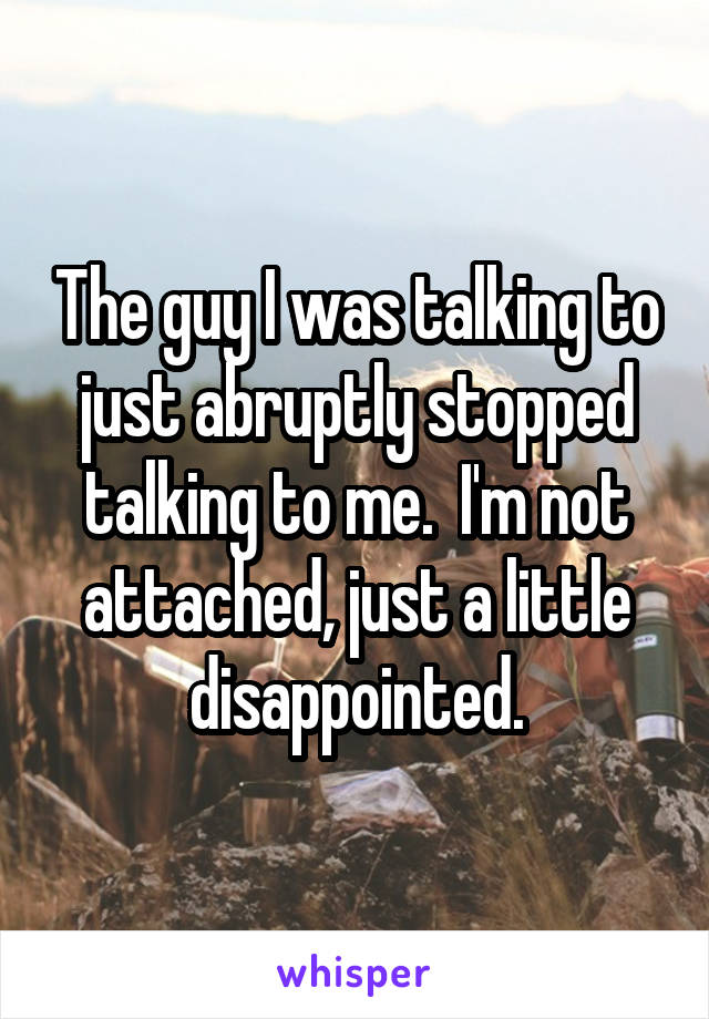 The guy I was talking to just abruptly stopped talking to me.  I'm not attached, just a little disappointed.