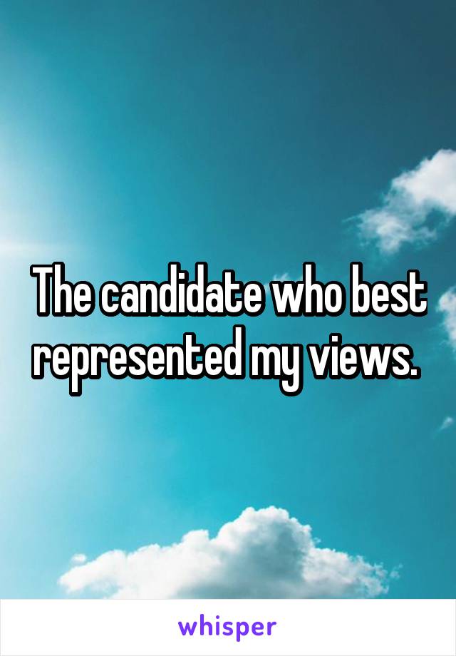 The candidate who best represented my views. 
