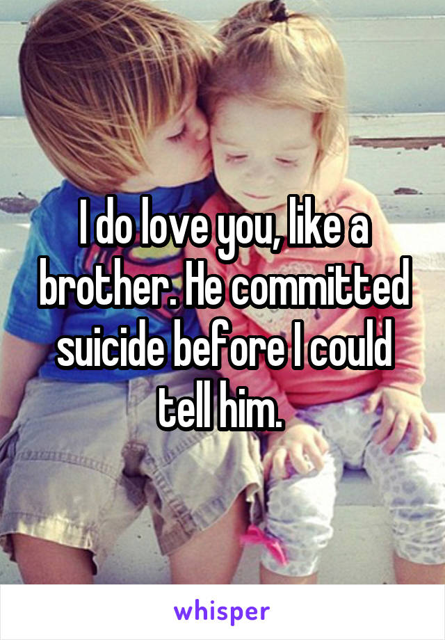 I do love you, like a brother. He committed suicide before I could tell him. 
