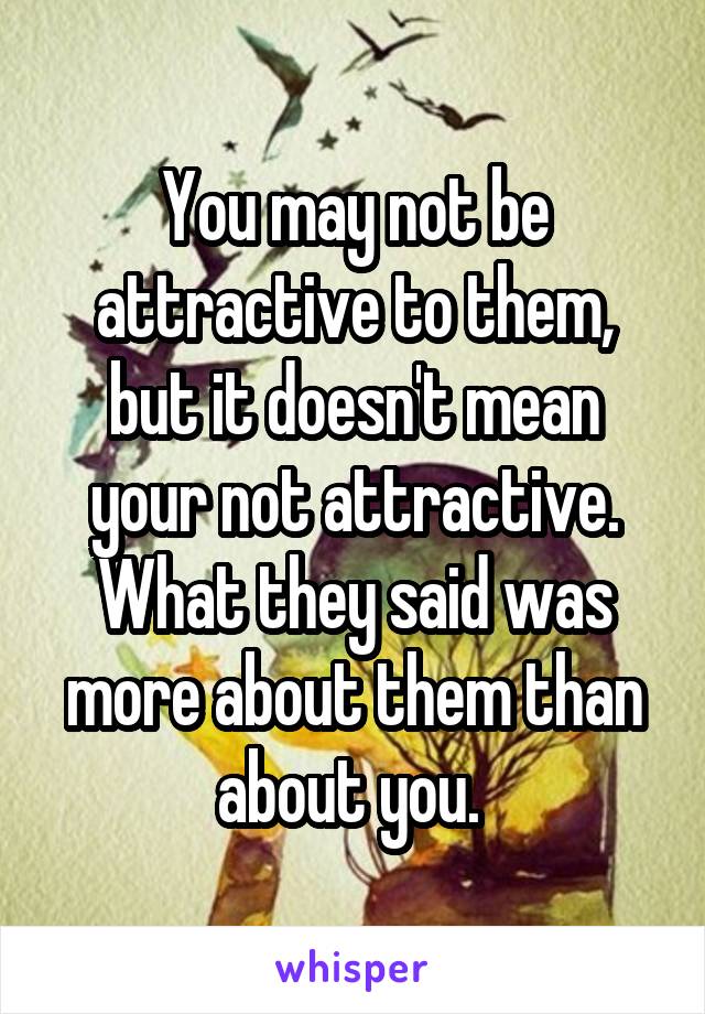 You may not be attractive to them, but it doesn't mean your not attractive. What they said was more about them than about you. 